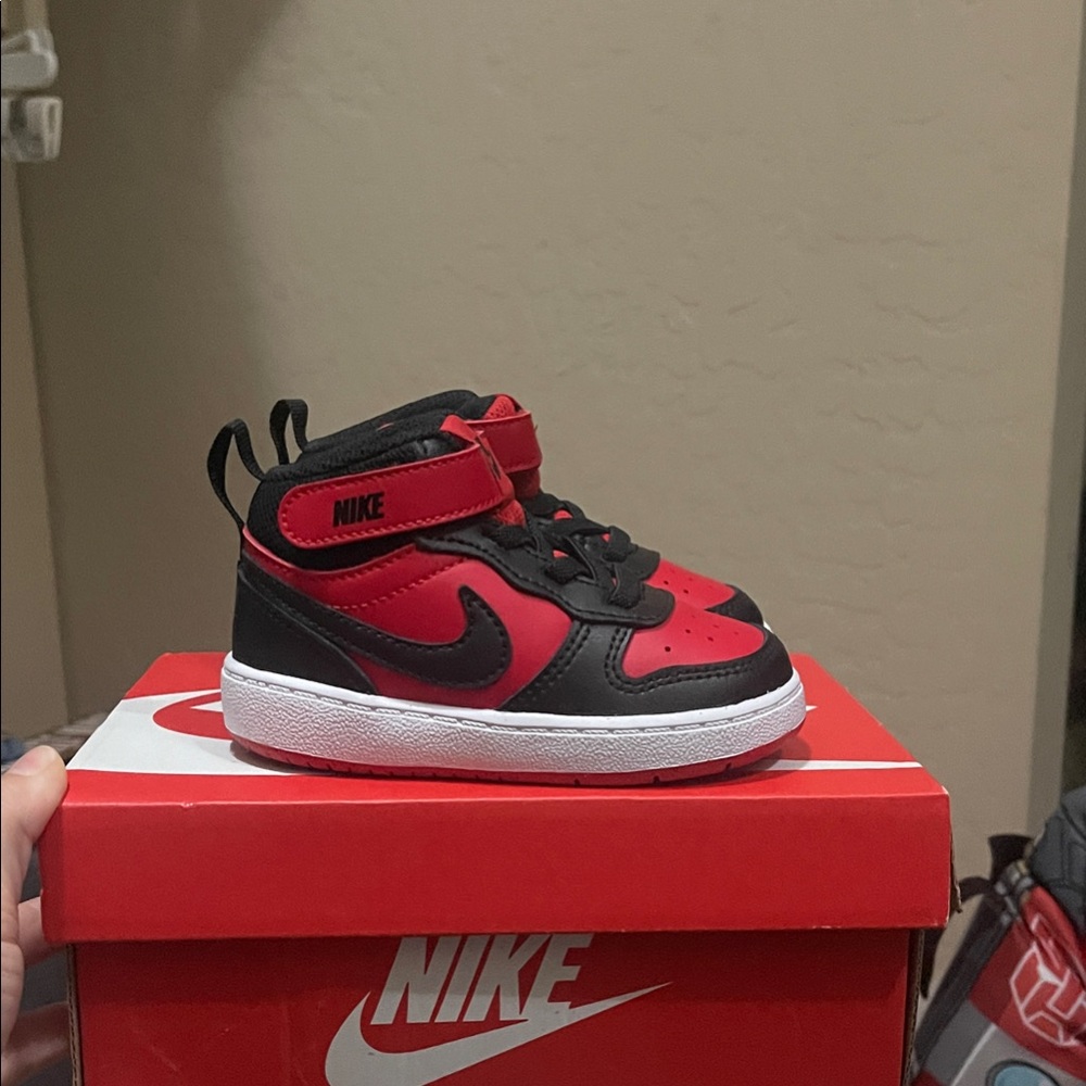 Nike Kids Black and Red High-Top Sneakers